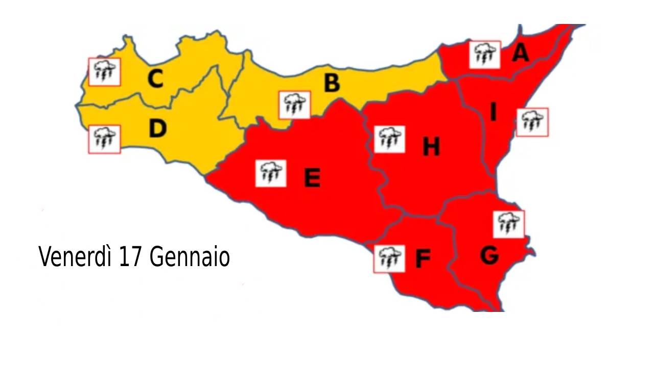 Meteo Piazza Armerina – Allerta meteo rossa per domani. Possibile chiusura delle scuole.