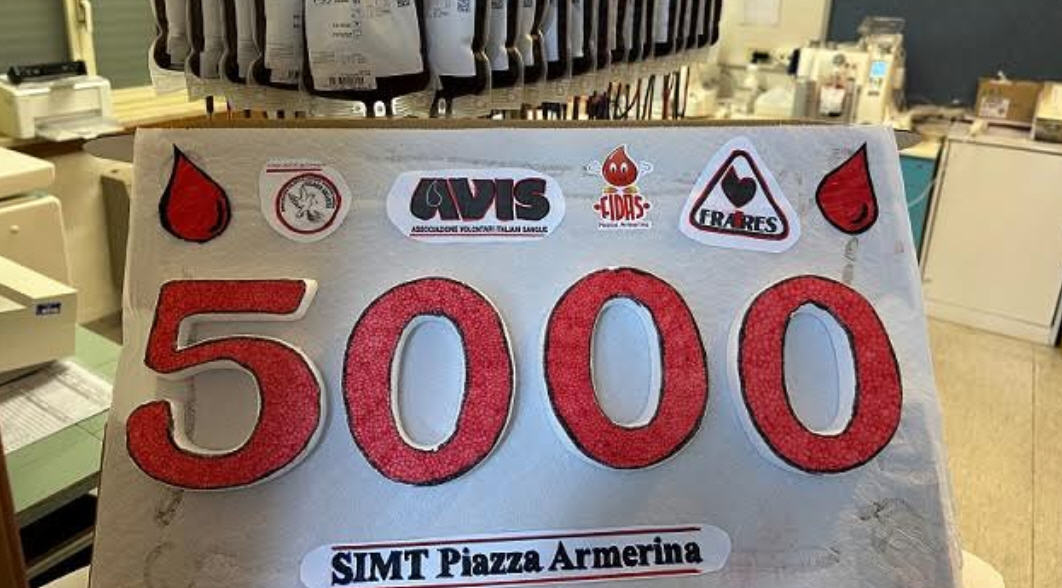 Sanità: raccolte oltre 5000 unità di sangue raccolte a Piazza Armerina dal centro trasfusionale del Chiello