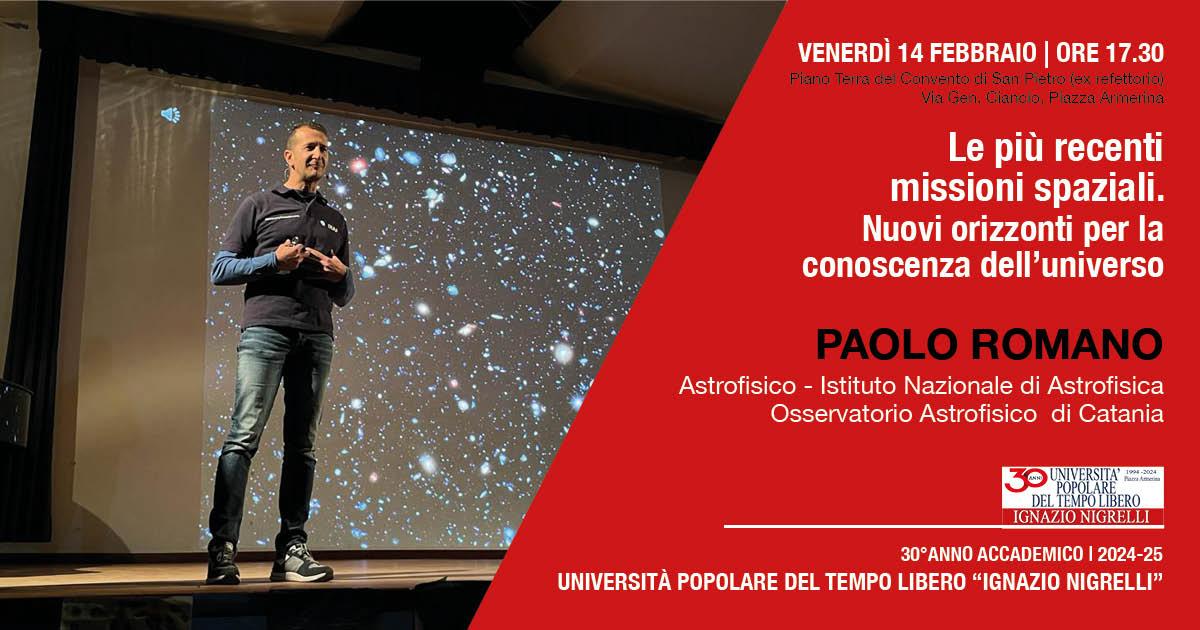 Paolo Romano ospite a Piazza Armerina per un incontro sulle esplorazioni cosmiche.