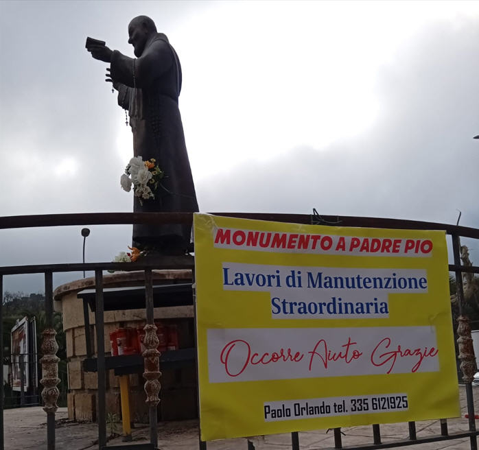 Piazza Armerina – Appello dell’associazione CASA  per il monumento a Padre Pio: occorrono importanti lavori di manutenzione